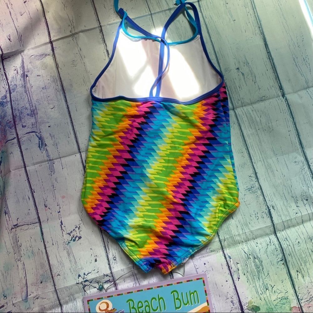 SPEEDO Girl's Fast Back One Piece Multi Color - Picture 4 of 6